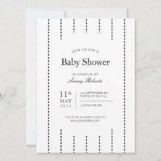 Vintage Black and White Lodrät Streck Shower Inbjudningar