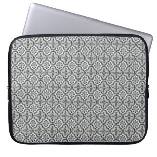 Vintage Black and White Ornate Tile Mönster Laptop Fodral