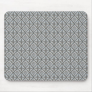 Vintage Black and White Ornate Tile Mönster Musmatta