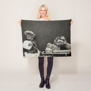 Vintage Black and White Photo, söt julklapp Fleecefilt