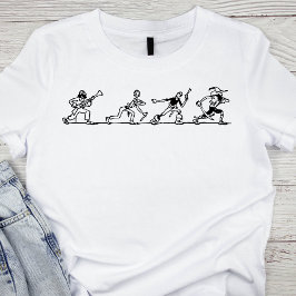Vintage Black and White Pirat Group Illustration T Shirt