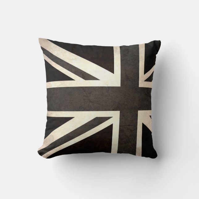 Vintage Black and White Union Jack cushion  Kudde (Framsida)