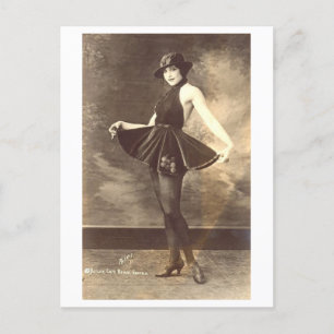 Vintage Black and White Vaudeville Dancer Vykort