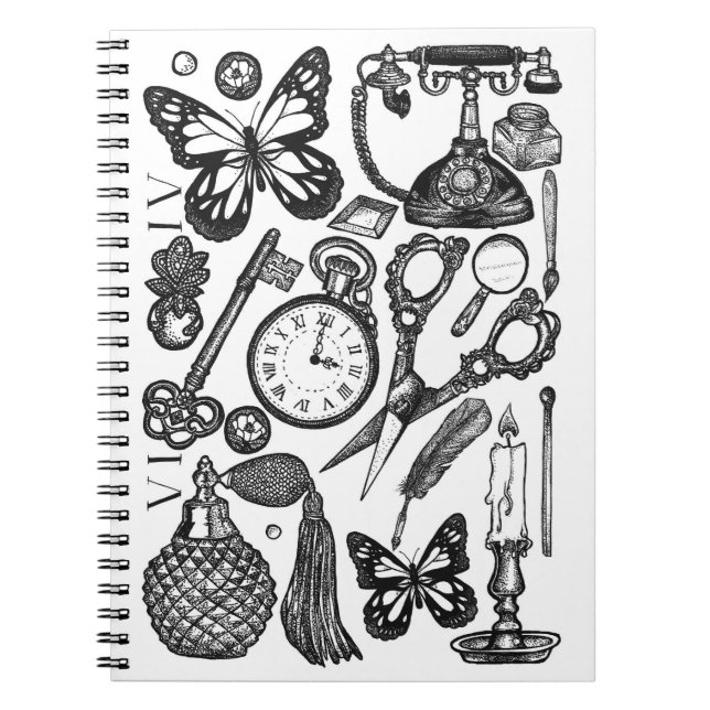 Vintage bläck Antik Notebook Anteckningsbok (Framsidan)