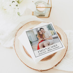 Vintage Black Art Deco Bröllop Monogram Photo Pappersservett