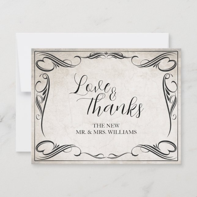 Vintage Black Art Deco Bröllop Tack (Framsida)