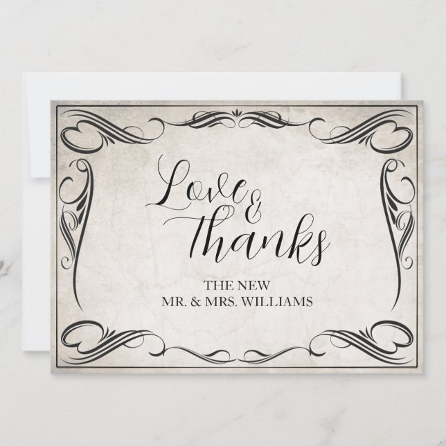 Vintage Black Art Deco Bröllop Tack (Framsida)