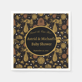 Vintage Black Baby Shower för honung Bumblebee Pappersservett