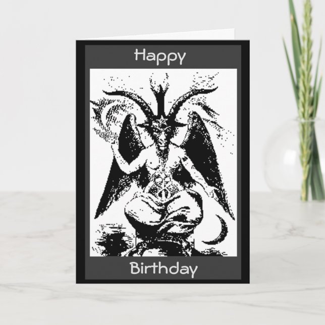 Vintage Black Baphomet Birthday Kort (Framsida)
