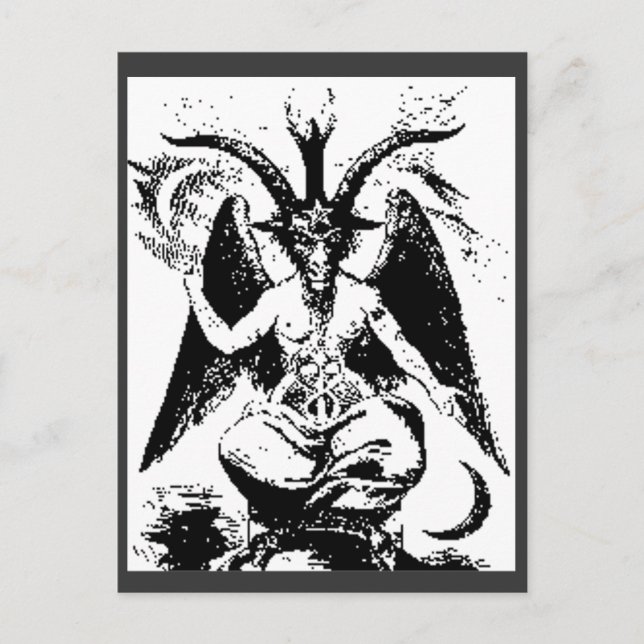 Vintage Black Baphomet Vykort (Framsida)