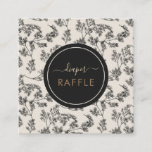 Vintage Black Botanical Blommigt Diaper Raffle Cre