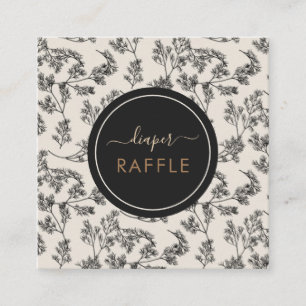 Vintage Black Botanical Blommigt Diaper Raffle Cre Fyrkantigt Visitkort