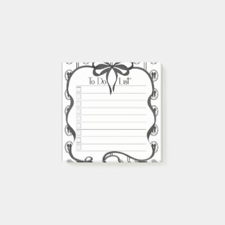 Vintage Black Bow Checklist Sticky Note Pad Post-it Block