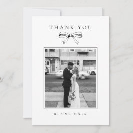 Vintage Black Bow Photo Flat Bröllop Tack Kort