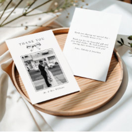 Vintage Black Bow Photo Flat Bröllop Tack Kort