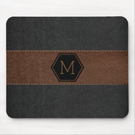 Vintage Black & Brown Leather Print Monogram Mouse Musmatta