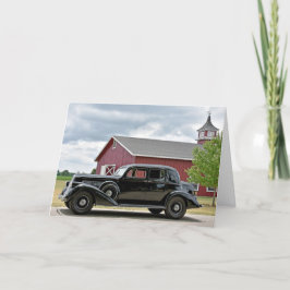 Vintage Black Car Birthday Kort