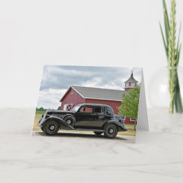 Vintage Black Car Birthday Kort