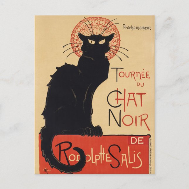 Vintage Black Cat Annons Poster vykort (Framsida)