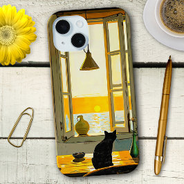 Vintage Black Cat Art Phone Case