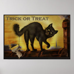 Vintage Black Cat Bus eller godis Humous Poster