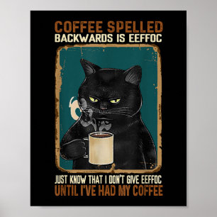 Vintage Black Cat Coffee som är märkt bakåt är Eef Poster