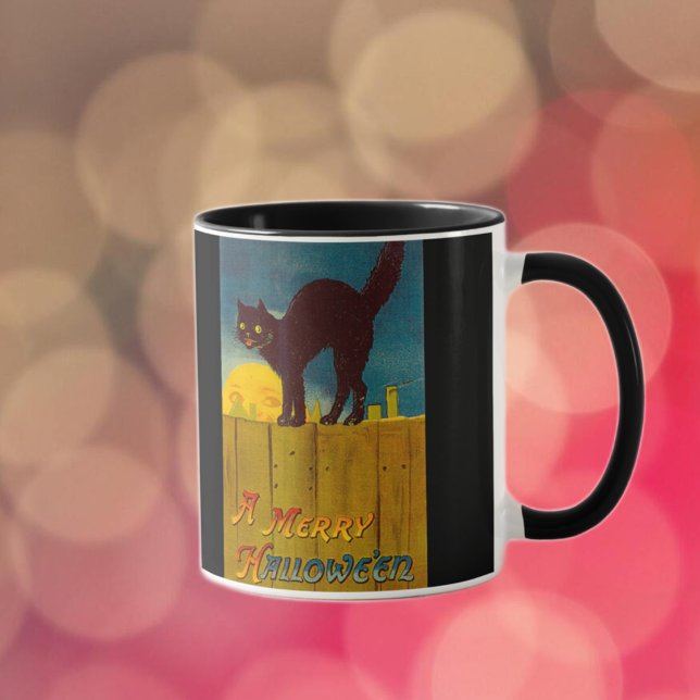 Vintage Black Cat Halloween Mugg (Skapare uppladdad)