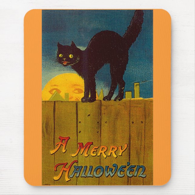 Vintage Black Cat Halloween Musmatta (Framsidan)