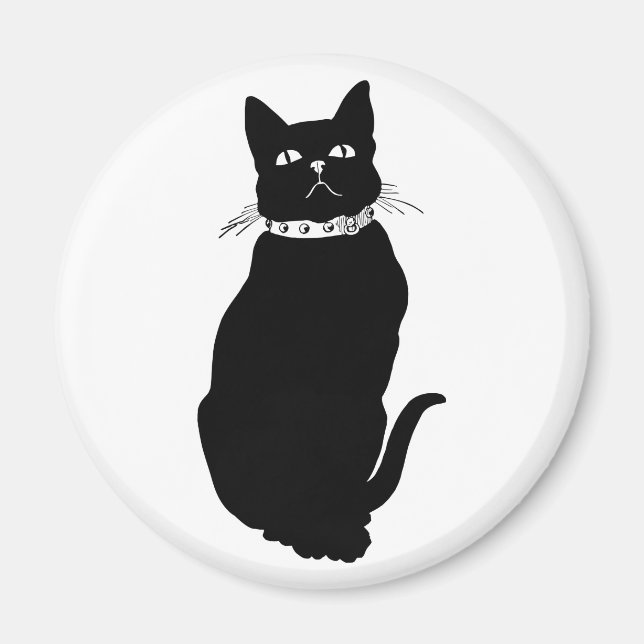 Vintage Black Cat Magnet (Framsidan)
