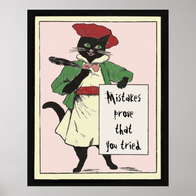 Vintage Black Cat Motivational Teacher's Classroom Poster (Framsidan)