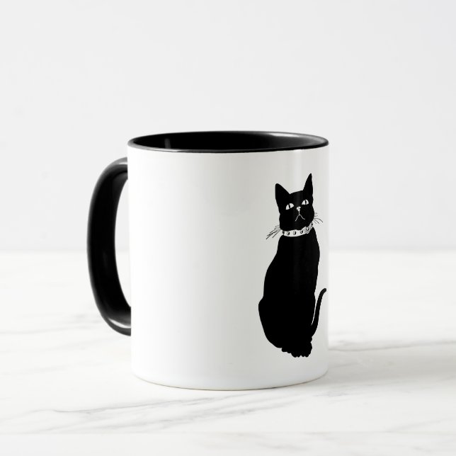 Vintage Black Cat Mugg (Framsida vänster)