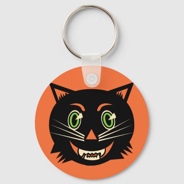 Vintage Black Cat Nyckelring (Framsida)