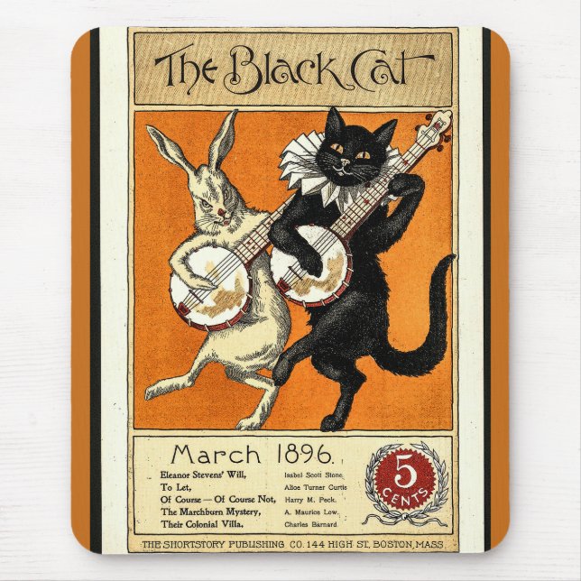 Vintage Black Cat och Bunny Musician Musmatta (Framsidan)