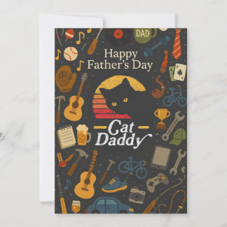 Vintage Black Cat pappa Géft Fathers Day Cards Inbjudningar