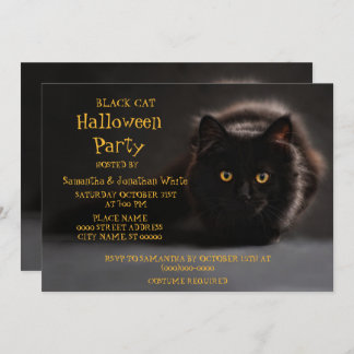 Vintage Black Cat Spooky Evil Halloween fest Inbjudningar