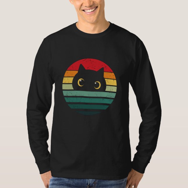 Vintage Black Cat T Shirt (Framsida)