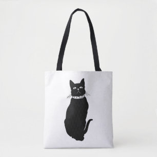 Vintage Black Cat Tote Bag Tygkasse