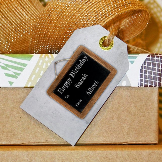 Vintage Black Chalk Board Unik skolfödelsedag Presentetikett (Skapare uppladdad)