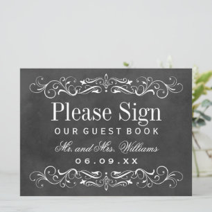 Vintage Black Chalkboard Bröllop Guest Bok