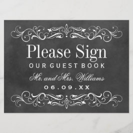 Vintage Black Chalkboard Bröllop Guest Bok