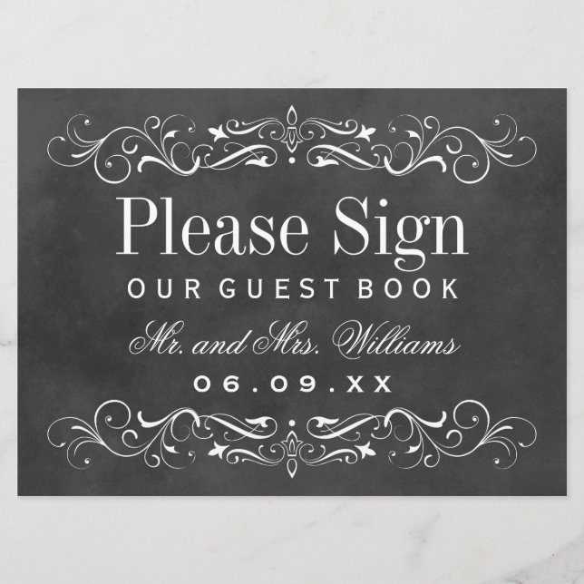 Vintage Black Chalkboard Bröllop Guest Bok (Framsida)