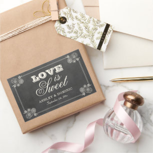 Vintage Black Chalkboard Bröllop Kärlek är Sweet Rektangulärt Klistermärke