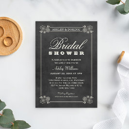 Vintage Black Chalkboard Bröllop Möhippa Inbjudningar
