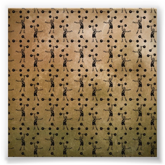 Vintage Black Circus Strongman Carnival Distress Fototryck (Framsidan)