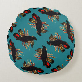 Vintage Black Cockatoo | Elizabeth Gould 1800s Rund Kudde