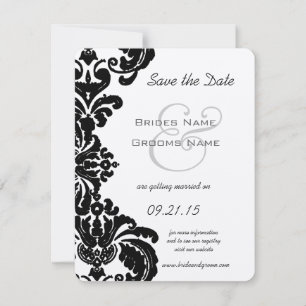 Vintage Black Damask-bröllop Spara datum Datumet