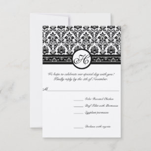 Vintage Black Damask Gräns Inbjudningar