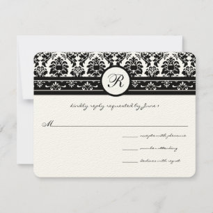 Vintage Black Damask Gräns OSA Kort