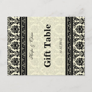 Vintage Black Damask Gräns Vykort