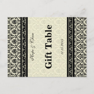 Vintage Black Damask Gräns Vykort